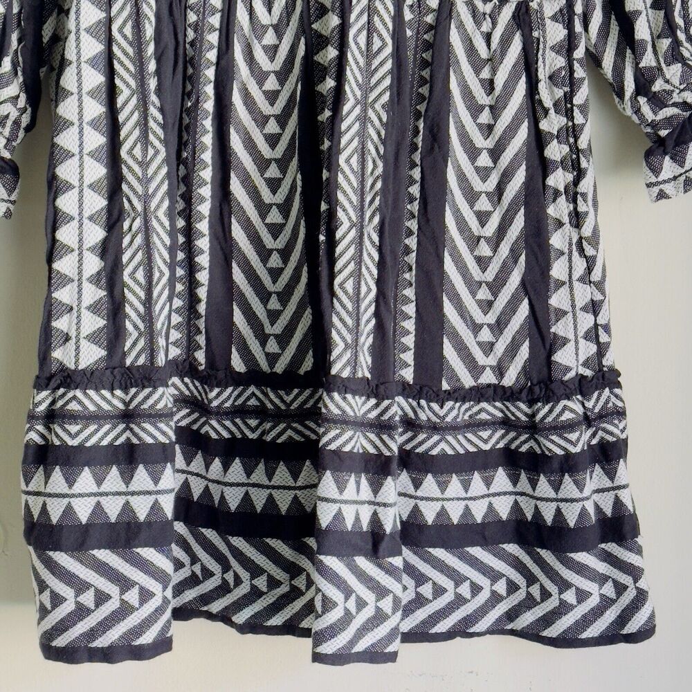 Maeve by Anthropology Dress Sz XSP Black White Geometric Print Tassels Bohemian - Picture 5 of 16